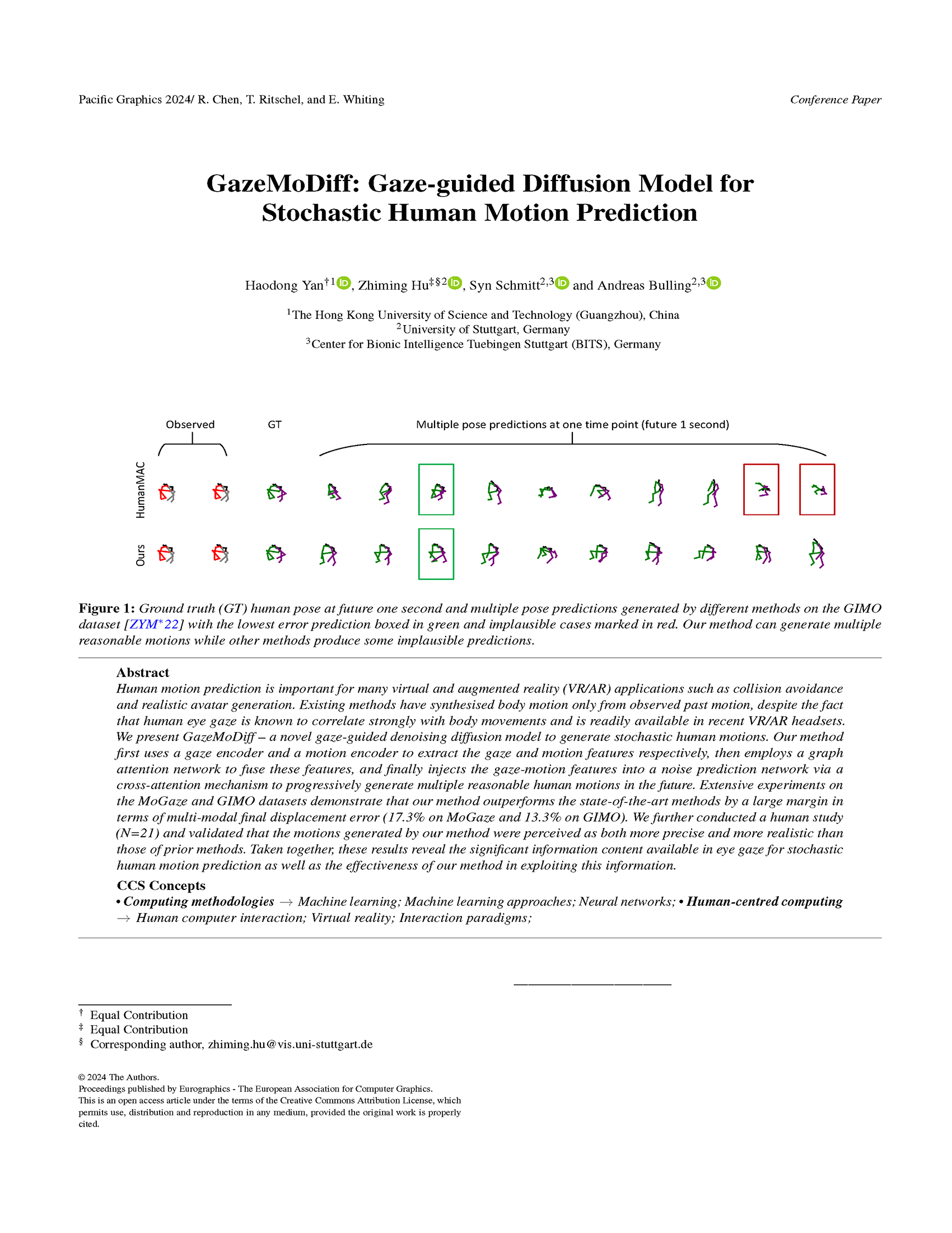 GazeMoDiff: Gaze-guided Diffusion Model for Stochastic Human Motion Prediction